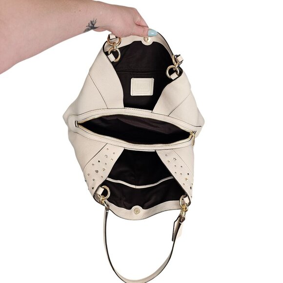 Coach Lexy Stardust Cream Bedazzled Leather Hobo Bag - Picture 6 of 11